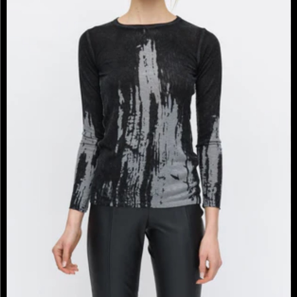 Kokun Black Gray Grunge Bamboo Cashmere Light Weight Sweater Size Medium
